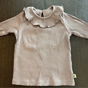 Easy Peasy Charming Ruffled Long Sleeve Ribbed Kids Top - Lilac Lavender Sz 18M